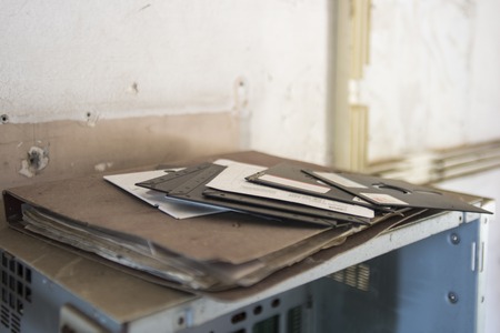 Some documents and floppy disksのeditorial素材