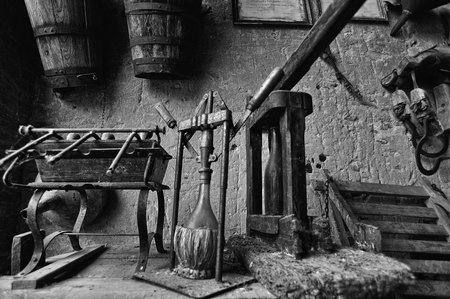 Ancient objects in a medieval village