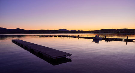 Golfo Aranci harbor in the sunset
