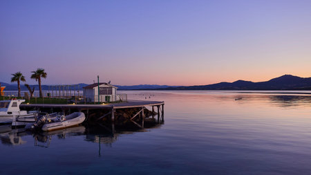 Golfo Aranci harbor in the sunset