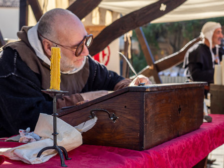 A reproduction of a medieval worker