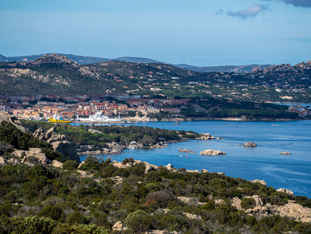 A view of La Maddalena island from Capo D'Orsoの写真素材