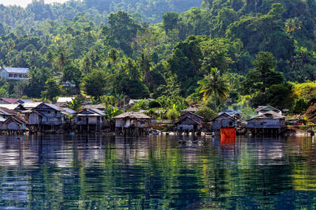 A picture of an indonesian fishermen's village in the natureの写真素材
