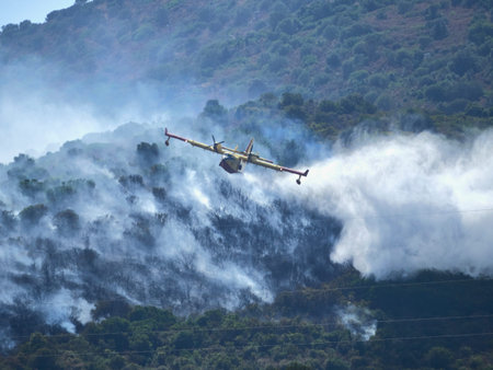 A picture of fire fighters in the sky