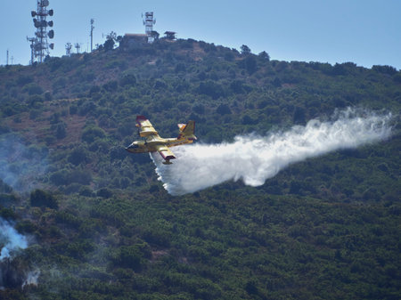 A picture of fire fighters in the sky