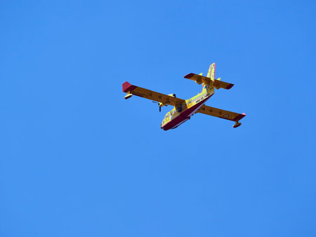 A picture of fire fighters in the sky