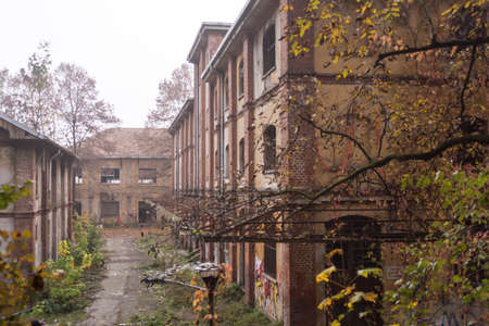 A picture of an abandoned and scary psychiatric hospitalの写真素材
