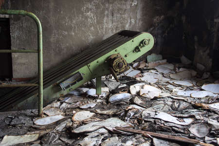 A picture of an abandoned logbook in a bedlamの写真素材