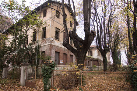 A picture of an abandoned and scary psychiatric hospitalの写真素材