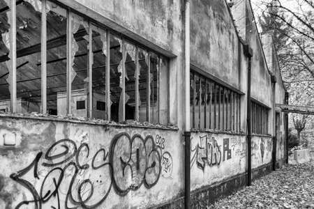 A picture of an abandoned and scary psychiatric hospitalの写真素材