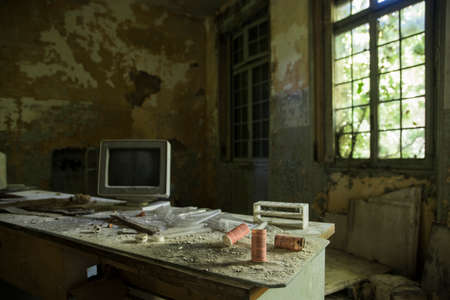 A picture of a scary place in an abandoned asylumの写真素材