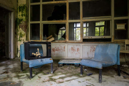A picture of a scary place in an abandoned asylumの写真素材