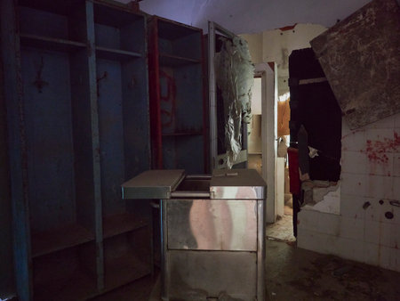 A picture a detail of an abandoned hospitalの写真素材