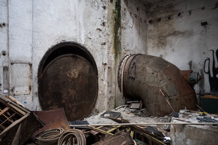 Details of an old abandoned factoryの写真素材