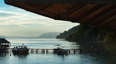 A picture of a beautiful resort surrounded by natureの写真素材