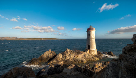 Capo Ferro lighthouse in Sardiniaの写真素材