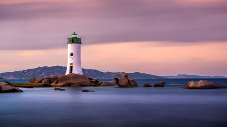 A photo of a lighthouse in Palau, Sardiniaの写真素材