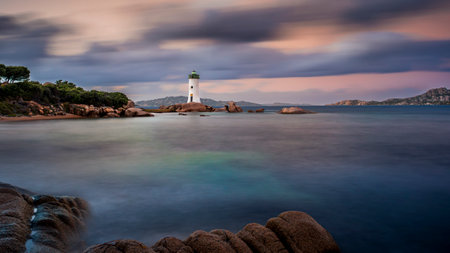 A photo of a lighthouse in Palau, Sardiniaの写真素材