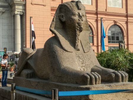 Cairo, Egypt- November 2017: National museum outdoor statue