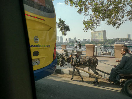 Cairo, Egypt- November 2017: capital city traffic