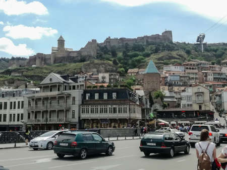 Tbilisi, Georgia- April 29 2018: capital city view, traffic hourのeditorial素材