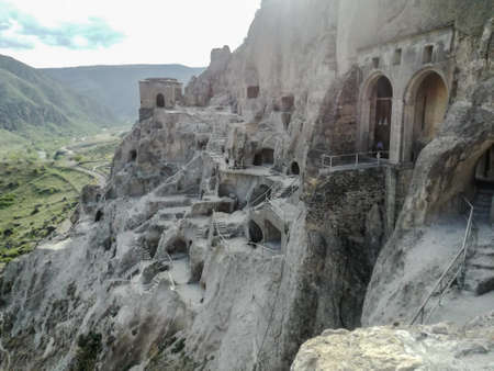 Vardzia, Georgia- May 2018: ancient cave city, world heritage siteのeditorial素材