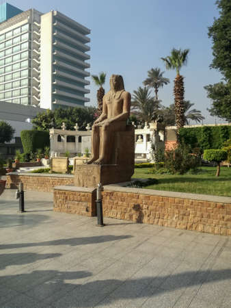 Cairo, Egypt- November 2017: National museum outdoor statueのeditorial素材
