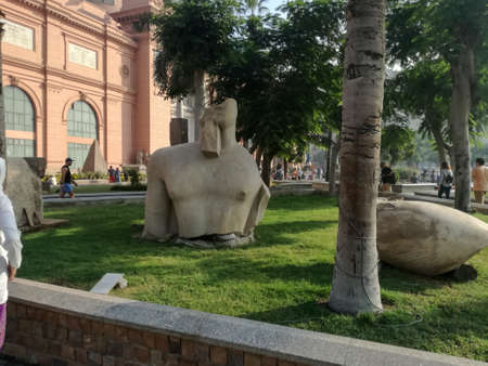 Cairo, Egypt- November 2017: National museum outdoor statueのeditorial素材