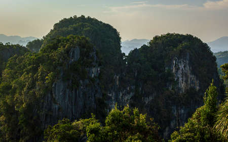 Thailand green nature mountain panoramic view from topの写真素材