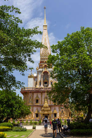 Phuket, Thailand- April 2019 : temple complex in town, tourists visitorsのeditorial素材