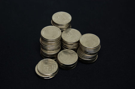 Thai baht coin stack