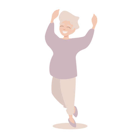 Happy dancing pregnant woman. Pretty future mother is full of joy anticipating her baby. Vector illustration isolated on white background.のイラスト素材