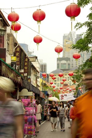 Singapore - June 18 2011 - Shopping area in Chinatown Singaporeのeditorial素材