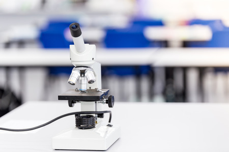 Microscope in a classroomの写真素材
