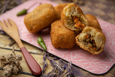 Rissole, risol, risoles in Asian Asia style as snack or appetizer in Indonesia and Malay tradition...