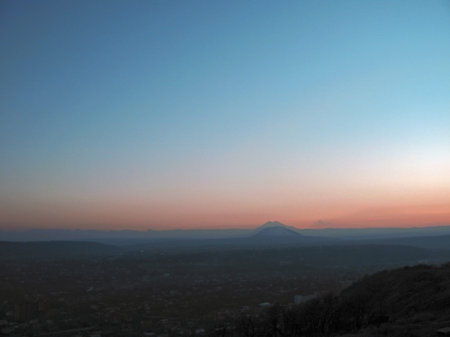 Caucasus panorama at the sunset