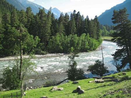 Wild caucasus river Zelenchuck. Arhyz. Cherkessia republicの写真素材