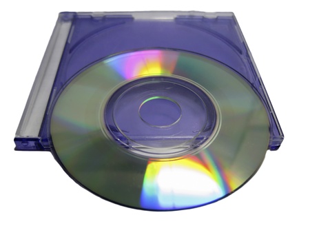 Compact mini disc in blue clear caseの写真素材