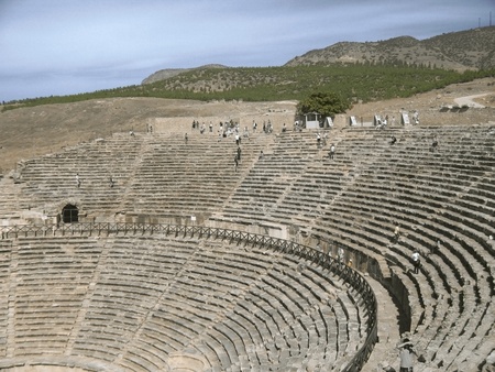 Ancient amphitheatre in Hierapolis, Pamukkale, Turkeyの写真素材