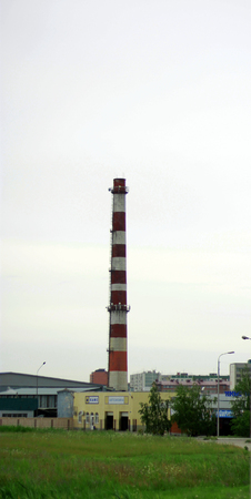 Industry pipe of factory and summer landscapeのeditorial素材