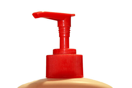 Plastic bottle of cleaning product on the white backgroundの写真素材