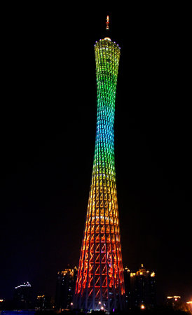 Canton tower, Guangzhou, China skyline on the Pearl River