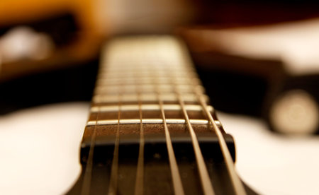 Black electric guitar isolated on the white backgriund