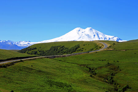 Elbrus mountain is highest peak of Europeの写真素材