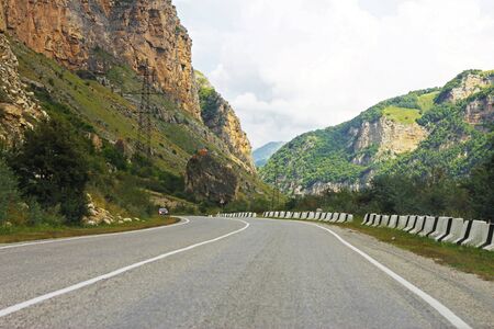 Mountain highway and landscape. North Caucasus travelの写真素材