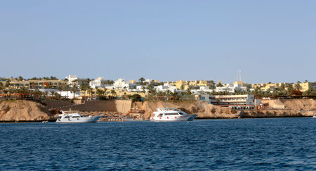 White Ship Moving By The Red Seaのeditorial素材