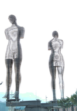 Moving sculpture Ali and Nino by Tamara Kvesitadze in Batumi at embankment of Black seaのeditorial素材