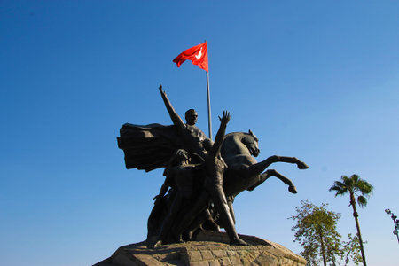 The Mustafa Kemal Ataturk monument in Antalya Turkeyのeditorial素材