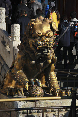 Sculpture in The Temples Of The Forbidden City In Beijing China republic 29 october 2013のeditorial素材