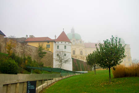 Klosterneuburg monastery of Roman Catholic church near Vienna Austria in morning mist 04 november 2018のeditorial素材